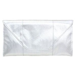 NWT Oversized Silver Clutch Super Soft Leather
